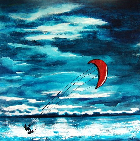 Kitesurfer in acion. Sale! geschilderd door AnsDuinArt.com