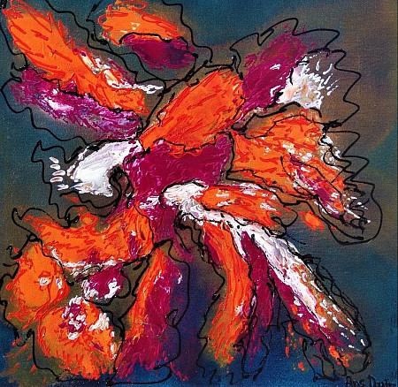 Abstract in orange and purple.  Sale! geschilderd door AnsDuinArt.com