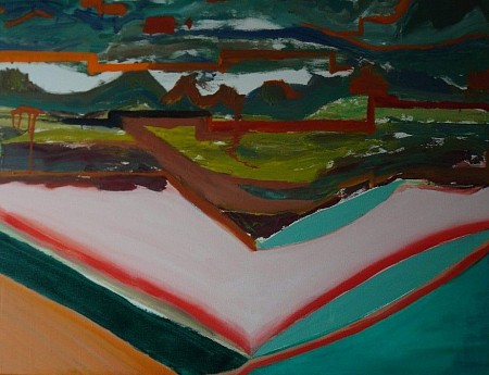 Abstrackt landschap geschilderd door Andre Claeys